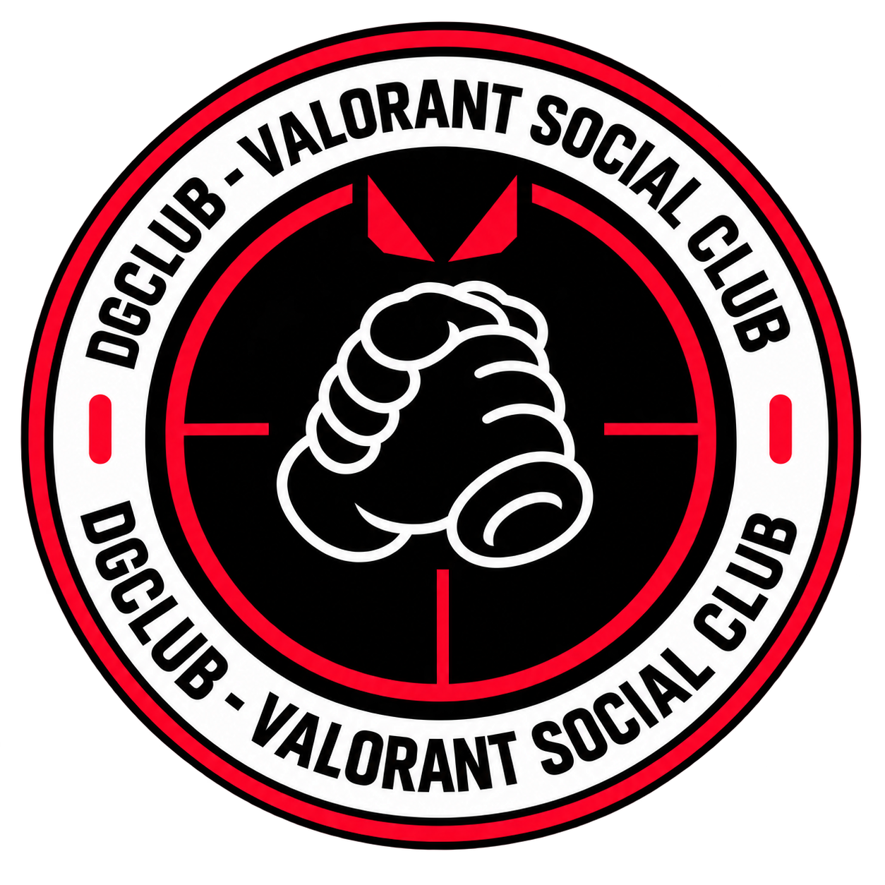 Logo de dGClub: puños unidos en un emblema rojo y blanco